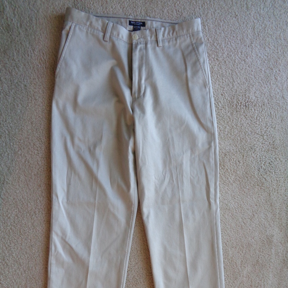 Nautica Men's Beige Khaki Pants 32 X 30 Cotton EUC